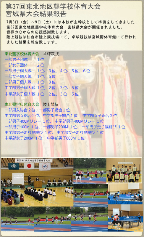 第３７回東北地区聾学校体育大会　宮城県大会結果報告